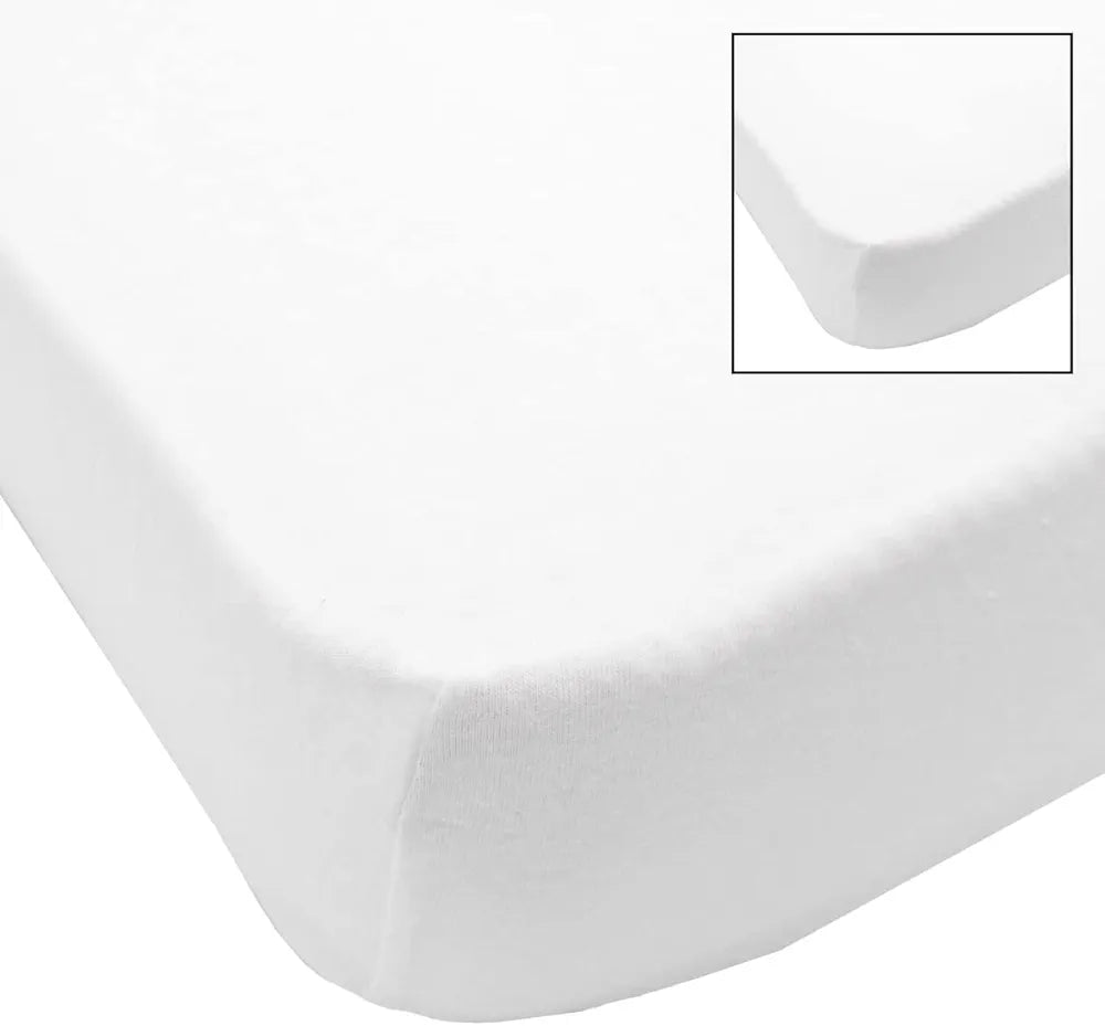 Draps Housse Bébé 100% Coton – Lot de 2 | 60×120 cm | Jersey Ultra Doux – Blanc Pur