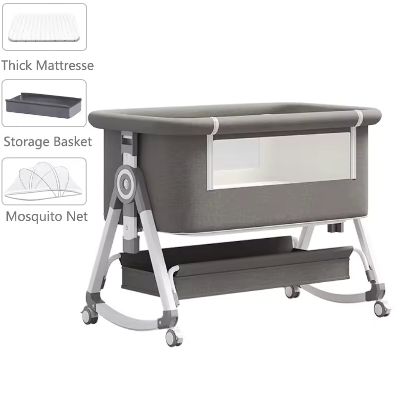 Berceau Bébé 3-en-1 – Berceau de chevet & Parc – Hauteur réglable